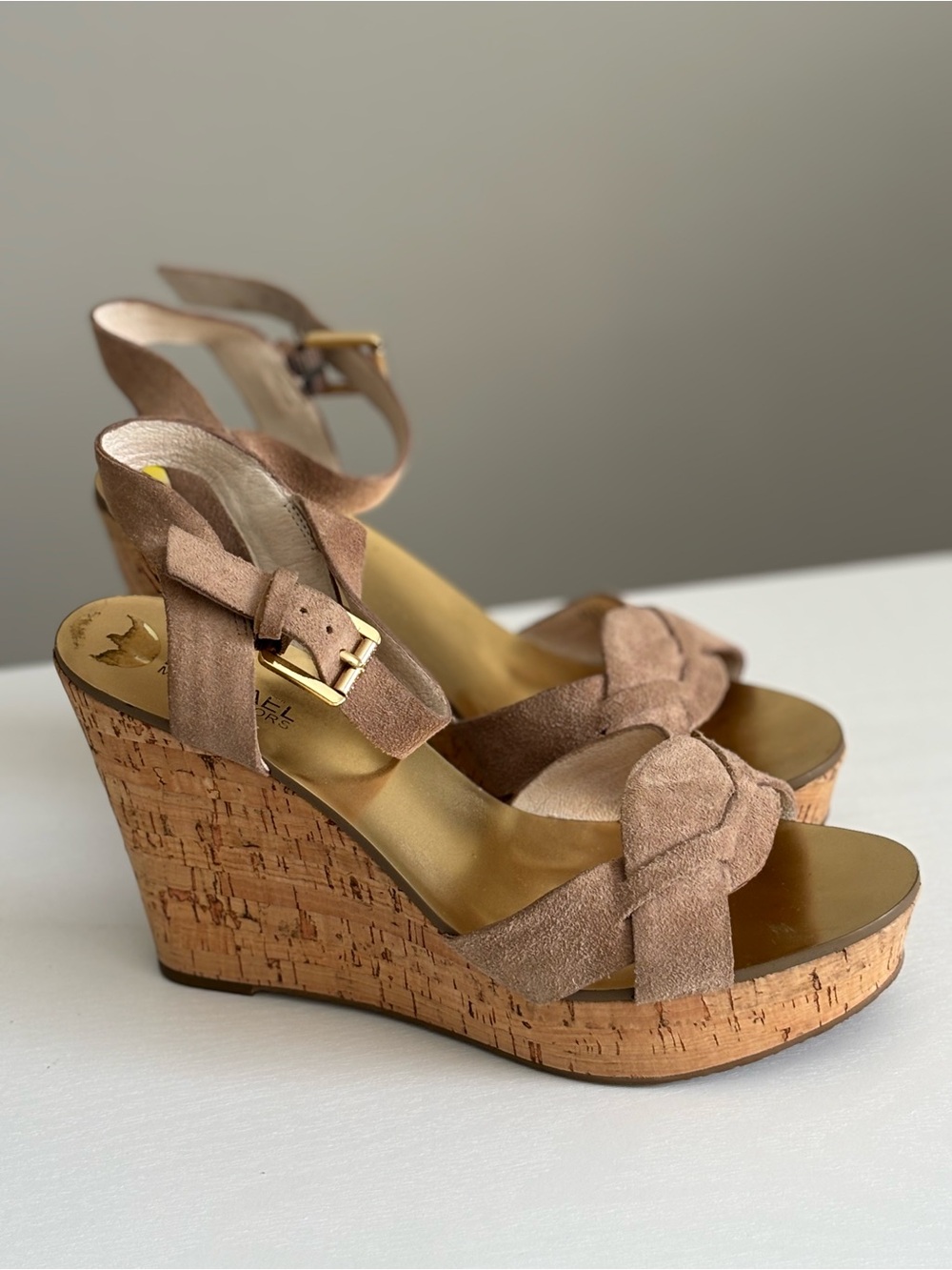 Michael Kors Suede Cork Wedge Sandals – Size 9